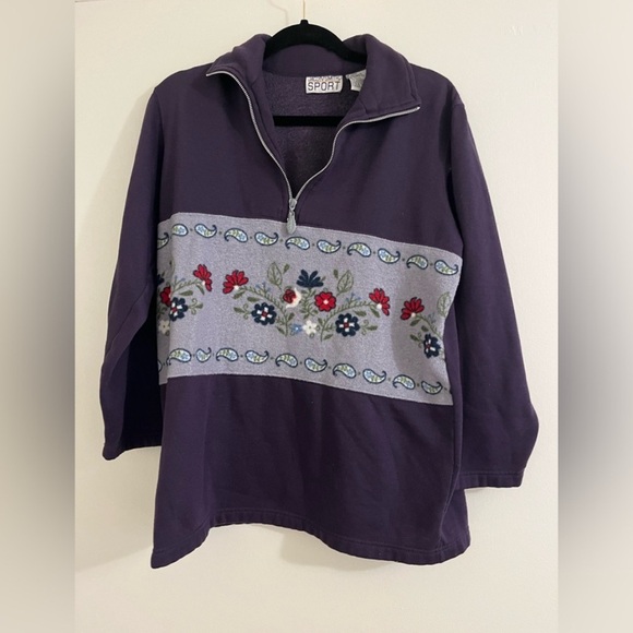 Jaclyn Smith Sport Women's Purple Sweater/Quarter-Zip - Picture 2 of 5